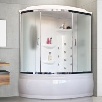 Душевой бокс Royal Bath ALP 150х100 RB150ALP-C-CH-R с гидромассажем стекло матовое задняя стенка Белая