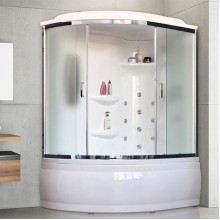 Душевой бокс Royal Bath ALP 150х100 RB150ALP-C-CH-R с гидромассажем стекло матовое задняя стенка Белая
