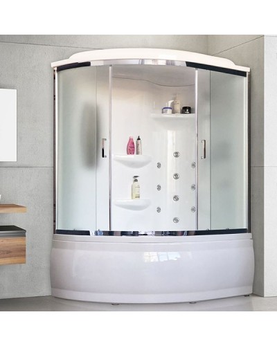 Душевой бокс Royal Bath ALP 150х100 RB150ALP-C-CH-R с гидромассажем стекло матовое задняя стенка Белая