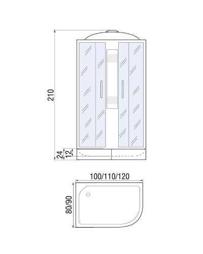 Душевая кабина River Nara 100х80 МТ L 10000003639 с поддоном
