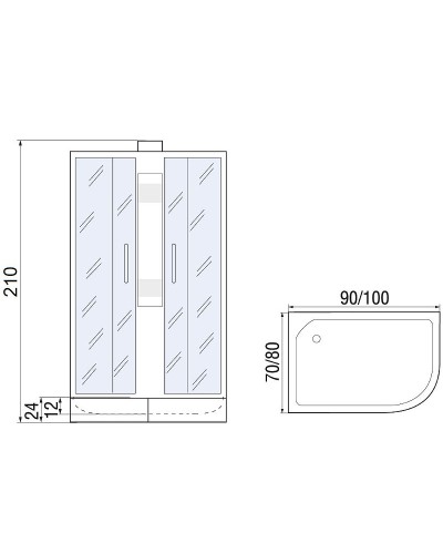 Душевая кабина River Nara Б/К 90х70 МТ L 10000003637 с поддоном