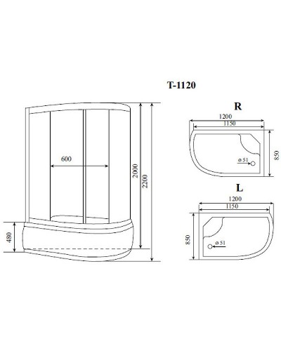 Душевая кабина Timo Standart 120x85 T-6620BL без гидромассажа