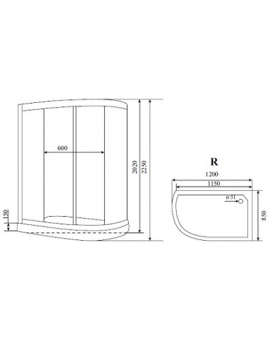 Душевая кабина Timo Standart 120х85 T-1102PR без гидромассажа