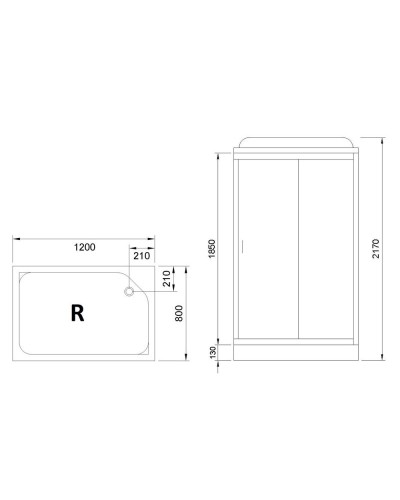Душевая кабина Royal Bath HP 120х80 RB8120HP1-T-R без гидромассажа