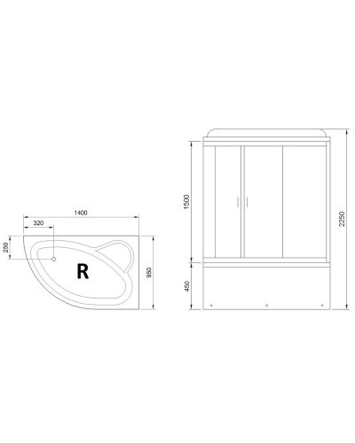 Душевой бокс Royal Bath ALP 140х95 RB140ALP-T-R с гидромассажем