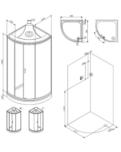 Душевая кабина AM.PM X-Joy 90х90 W88C-301-090WT64 без гидромассажа