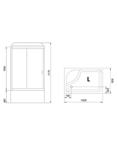 Душевая кабина Royal Bath 100x80 RB8100BP5-WT-CH-L без гидромассажа