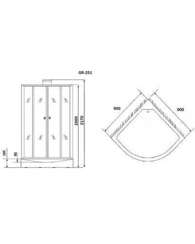 Душевая кабина Grossman GR251 90x90 Черная без гидромассажа