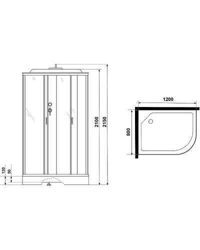 Душевая кабина Niagara Classic 120х80 NG-3312-14L без гидромассажа