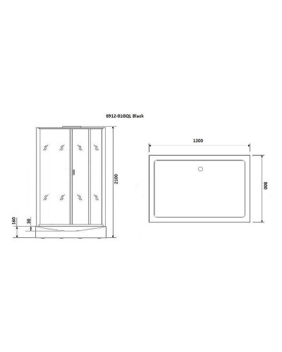 Душевая кабина Niagara Premium 120x80 NG-6912-01GQL Black с гидромассажем