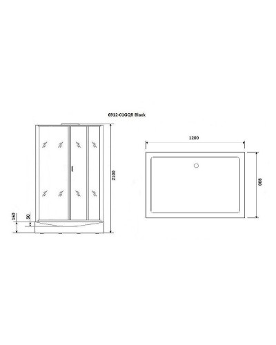 Душевая кабина Niagara Premium 120x80 NG-6912-01GQR Black с гидромассажем