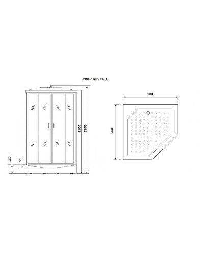 Душевая кабина Niagara Premium 90x90 NG-6901-01GD Black с гидромассажем