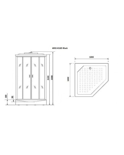 Душевая кабина Niagara Premium 100x100 NG-6902-01GD Black с гидромассажем