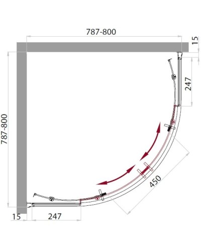 Душевая кабина 80х80х225 см BelBagno Uno прозрачное UNO-CAB-R-2-80-C-CR
