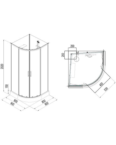 Душевая кабина Aquanet Passion EVO R Black 90х90 267257 без гидромассажа