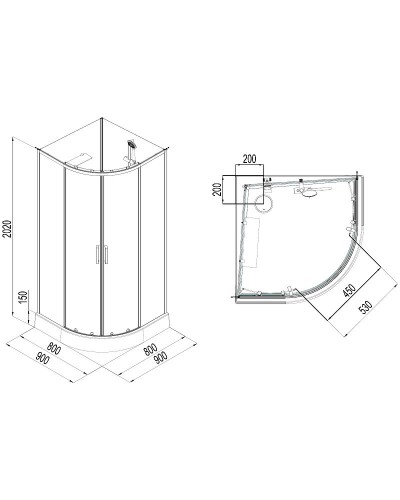 Душевая кабина Aquanet Passion EVO R Black 90х90 267259 без гидромассажа