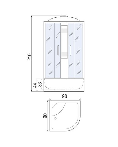 Душевая кабина River Nara Light 90х90 MT 10000003575 с поддоном