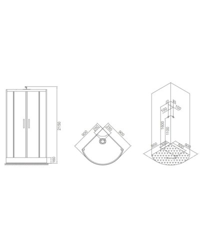 Душевая кабина 90×90×215 см SSWW BU601