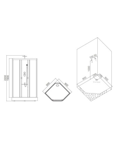 Душевая кабина 90×90×220 см SSWW W0913H