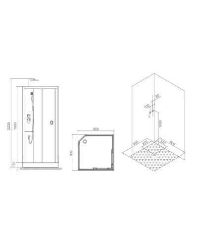 Душевая кабина 90×90×223 см SSWW W0915