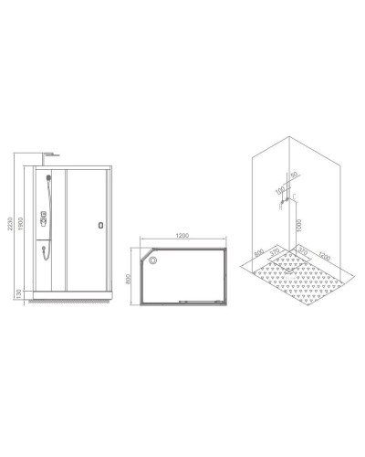 Душевая кабина 120×80×223 см SSWW W0916R