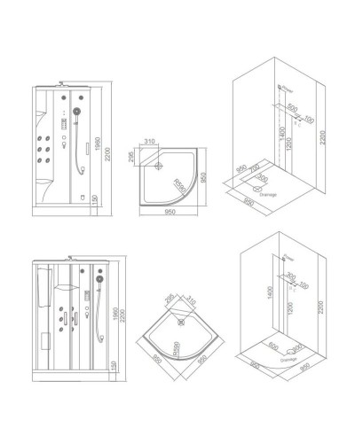 Душевая кабина 95×95×220 см SSWW WU106A