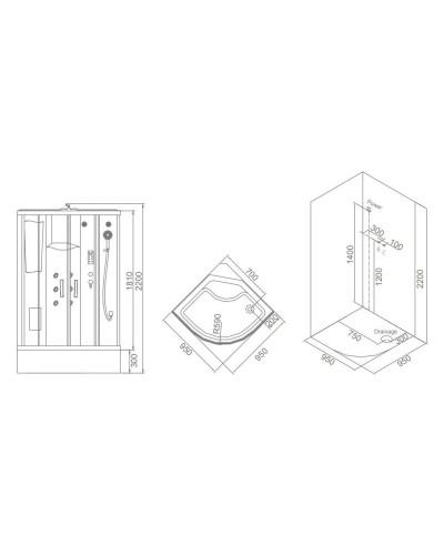 Душевая кабина 95×95×220 см SSWW WU106B