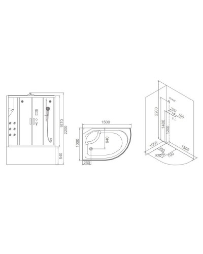 Душевая кабина 150×100×220 см SSWW WU103BR