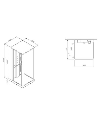 Душевая кабина 90×90×214 см Am.Pm Awe W15C-804-090MTE