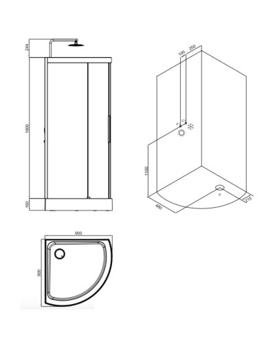 Душевая кабина 90×90×230,4 см Am.Pm Like W80C-016-090MTA