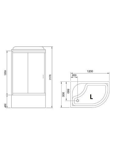 Душевая кабина Royal Bath BK 120x80 RB8120BK1-M-CH-L-EL без гидромассажа
