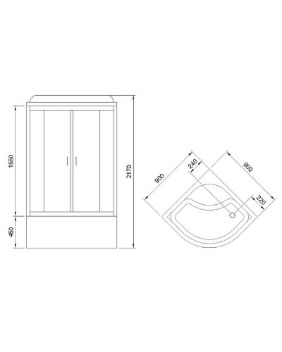Душевая кабина Royal Bath BK 90x90 RB90BK1-M-CH-EL без гидромассажа