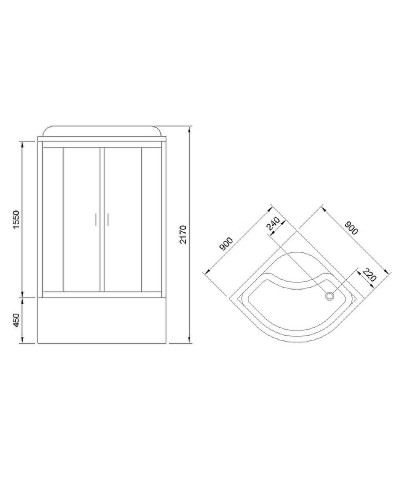Душевая кабина Royal Bath BK 90x90 RB90BK2-M-CH-EL с гидромассажем