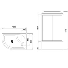 Душевая кабина Royal Bath BK 120x80 RB8120BK3-BT-R с гидромассажем