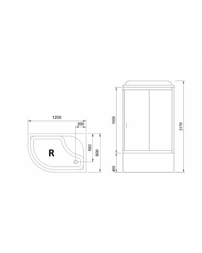 Душевая кабина Royal Bath BK 120x80 RB8120BK4-MT-R без гидромассажа