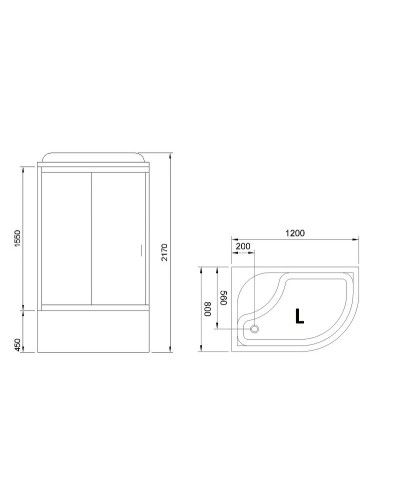 Душевая кабина Royal Bath BK 120x80 RB8120BK5-BT-CH-L без гидромассажа