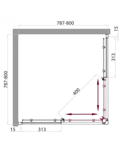 Душевая кабина 80х80х235 см BelBagno UNO-CAB-A-2-80-P-Cr-TOP текстурное стекло