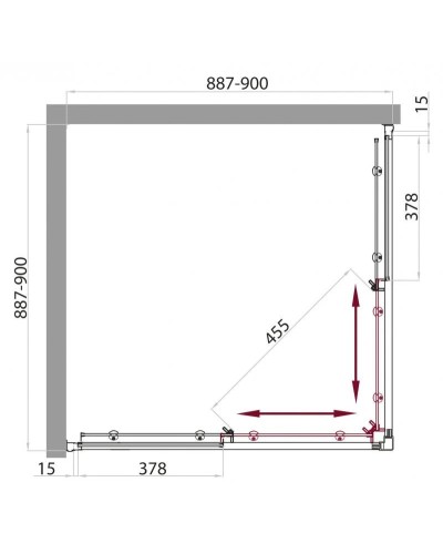 Душевая кабина 90х90х235 см BelBagno UNO-CAB-A-2-90-P-Cr-TOP текстурное стекло