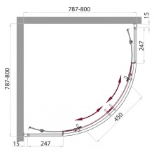 Душевая кабина 80х80х235 см BelBagno UNO-CAB-R-2-80-C-Cr-TOP прозрачное