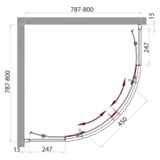 Душевая кабина 80х80х235 см BelBagno UNO-CAB-R-2-80-C-Cr-TOP прозрачное