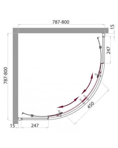Душевая кабина 80х80х235 см BelBagno UNO-CAB-R-2-80-P-Cr-TOP текстурное стекло