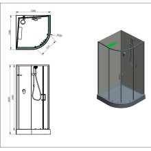 Душевая кабина Aquanet Passion EVO R Black 100х100 282010 без гидромассажа