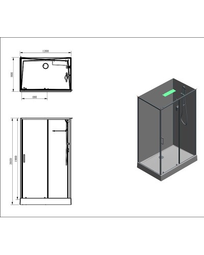 Душевая кабина Aquanet Passion EVO Black 120х80 L 282012 без гидромассажа