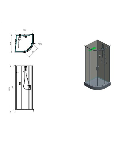 Душевая кабина Aquanet Passion EVO R Black 80х80 281984 без гидромассажа