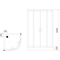 Душевая кабина 100х100х220 см Black & White Galaxy 5501100 прозрачное