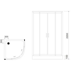 Душевая кабина 100х100х220 см Black & White Galaxy 5501100 прозрачное