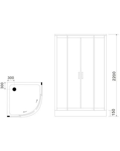 Душевая кабина 100х100х220 см Black & White Galaxy 5501100 прозрачное