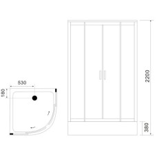 Душевая кабина 100х100х220 см Black & White Galaxy 5503100 прозрачное