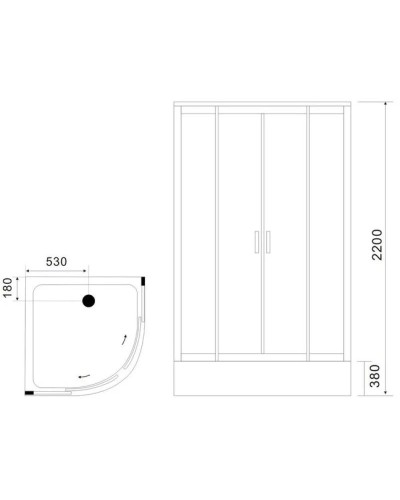 Душевая кабина 100х100х220 см Black & White Galaxy 5503100 прозрачное