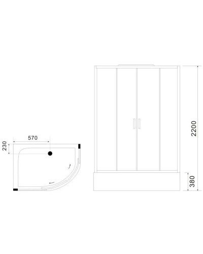 Душевая кабина 120х80х220 см Black & White Galaxy 550712L прозрачное